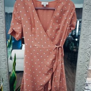Blush Polka Dot Wrap Dress